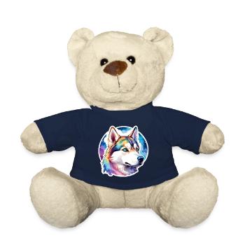 Husky de Sibérie Aquarelles - Nounours - bleu marine - Devant