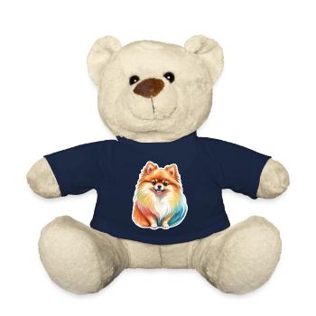 Poméranien Poméranien Aquarelle - Nounours - bleu marine - Devant