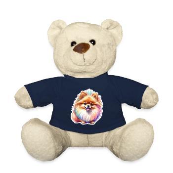 Poméranien Poméranien Aquarelle - Nounours - bleu marine - Devant
