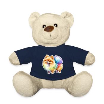 Poméranien Poméranien Aquarelle - Nounours - bleu marine - Devant
