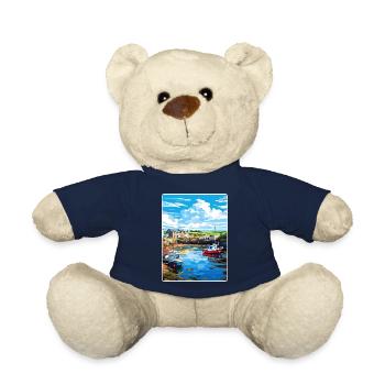 Bude Cornwall England Travel Poster Souvenir WPA - Teddy Bear - french navy - Front