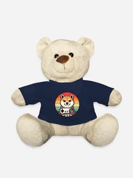 Retro Shiba Gamer mit Sunset Abzeichen - Teddy - French Navy