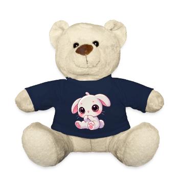 Adorable Bunny Nibbling Graphic - Teddy Bear - french navy - Front