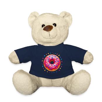 Pink Frosted Donut with Sprinkles - Teddy Bear - french navy - Front
