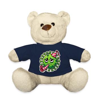 Conception d’autocollant de fête de germe triste - Nounours - bleu marine - Devant