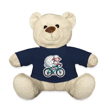 Happy Sheep Riding Bike Cartoon - Teddy Bear - french navy - Front