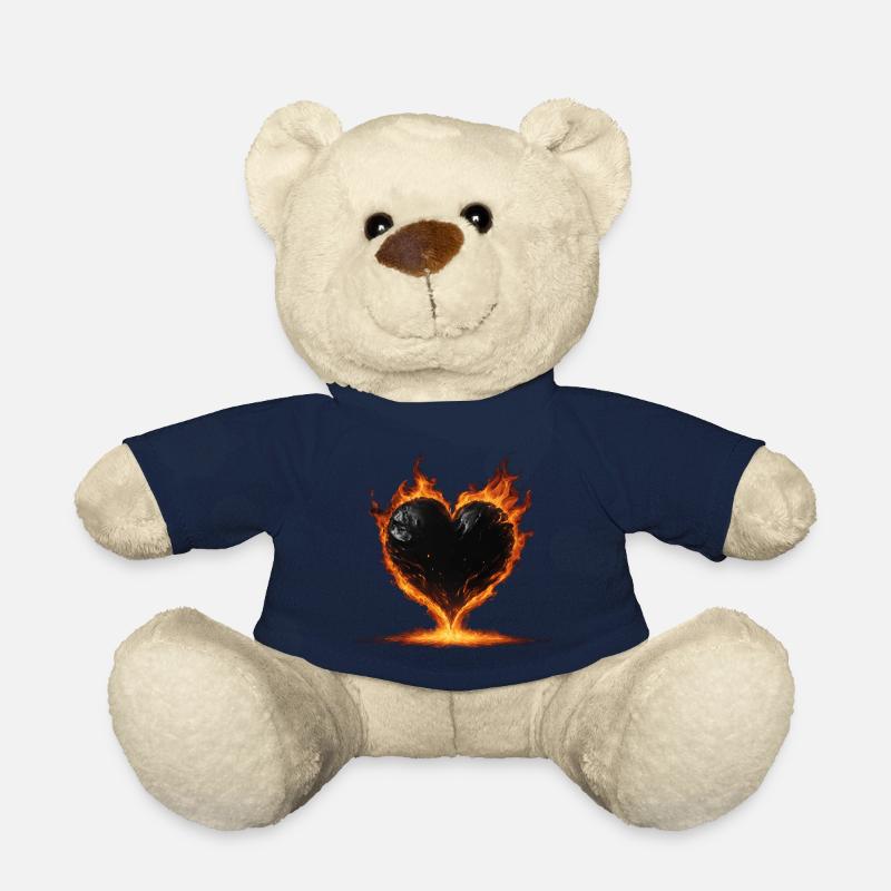 Schwarzes brennendes Herz - Teddy - French Navy
