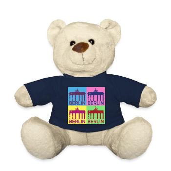 Berlin Skyline City Germany Pop Art Style - Teddy Bear - french navy - Front