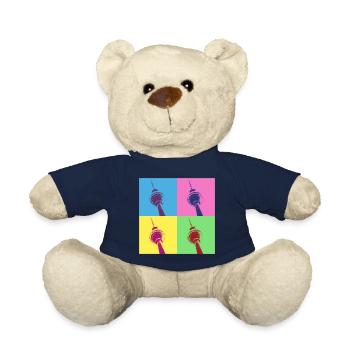 Berlin Skyline City Germany Pop Art Style - Teddy Bear - french navy - Front