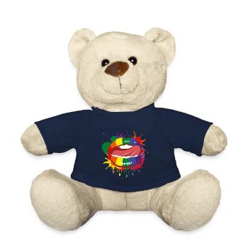 Mund Regenbogen Bunt Homo LGBTQ Zunge Geschenk - Teddy - French Navy - Vorne