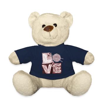 I love knitting and crocheting and wool - Teddy Bear - french navy - Front