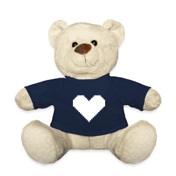 Pixel coeur blanc - Nounours - bleu marine - Devant