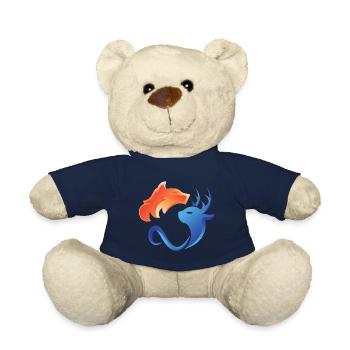 Fire and water, opposites, fox, deer - Teddy Bear - french navy - Front