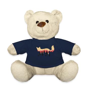 Fox foxes woodland woodland animals silhouette woods animal - Teddy Bear - french navy - Front