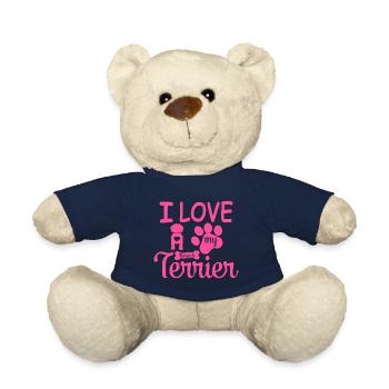 Norwich Terrier Dog Mama Mom I Love my Pink - Teddy Bear - french navy - Front