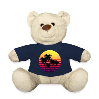 Rétro Coucher de soleil Palmiers au coucher du soleil - Nounours - bleu marine - Devant