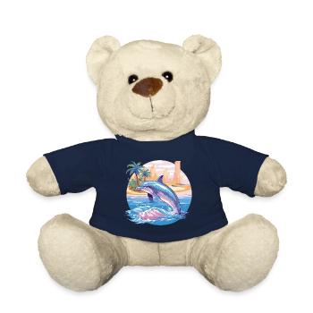 Dauphin Été Soleil Plage Mer Palmiers Vacances - Nounours - bleu marine - Devant