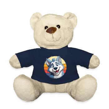 Husky Dog Sled Dog Breed Winter Cartoon - Teddy Bear - french navy - Front