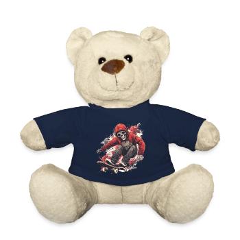 Skeleton Skull Skater Skateboarder Skateboard - Teddy Bear - french navy - Front