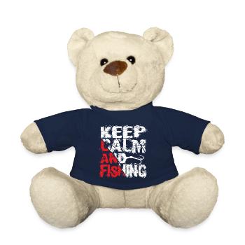 Keep Calm And Fishing Angler Fischer Sprüche - Teddy - French Navy - Vorne