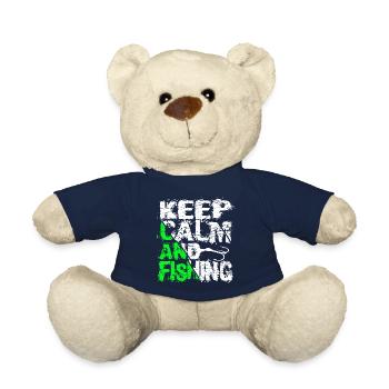 Keep Calm And Fishing Angler Fischer Sprüche - Teddy - French Navy - Vorne