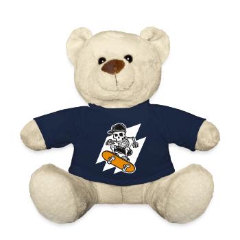Skeleton Skull Skater Skateboarder Skateboarder - Teddy Bear - french navy - Front