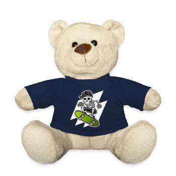 Skeleton Skull Skater Skateboarder Skateboarder - Teddy Bear - french navy - Front