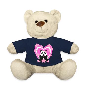 Panda mit pinken Herz und Kirschblüten. - Teddy - French Navy - Vorne
