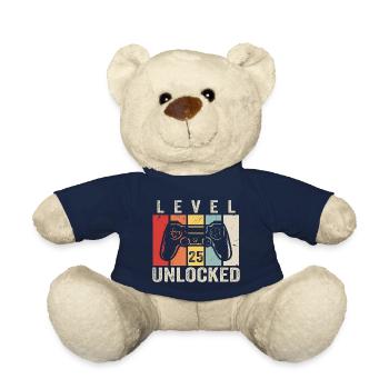 Level 25 Unlocked 25 Years Birthday Gift - Teddy Bear - french navy - Front