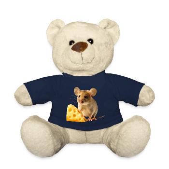 Mouse with a piece of cheese - Teddy Bear - french navy - Front
