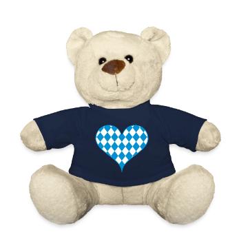 Bayrisches Herz Rauten blau Heimatliebe Geschenk - Teddy - French Navy - Vorne