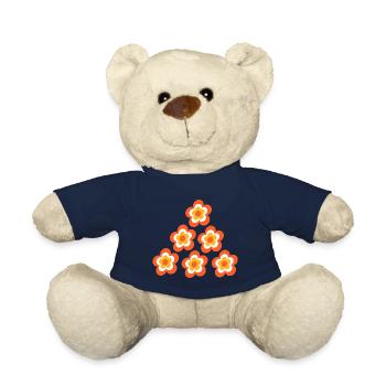 70s Flower Pattern - Teddy Bear - french navy - Front