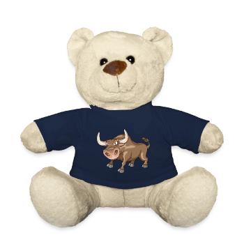 Cute bull cartoon illustration - Teddy Bear - french navy - Front