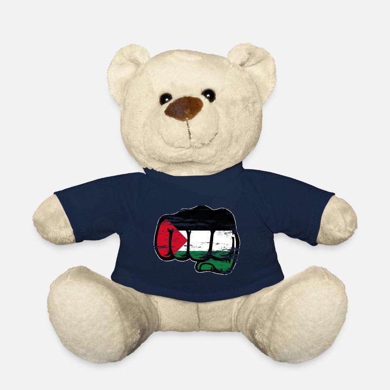 Drapeau de la Palestine poing à la main utilisé - Nounours - bleu marine