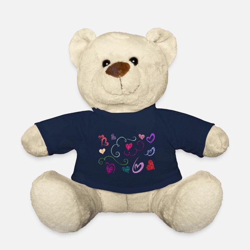 Glitter Heart Design - Teddy Bear - french navy