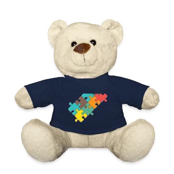 colorful puzzle design puzzle part - Teddy Bear - french navy - Front