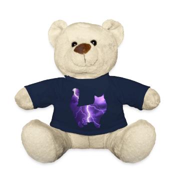 Katze Kätzchen Blitz Mond Sterne Geschenk - Teddy - French Navy - Vorne
