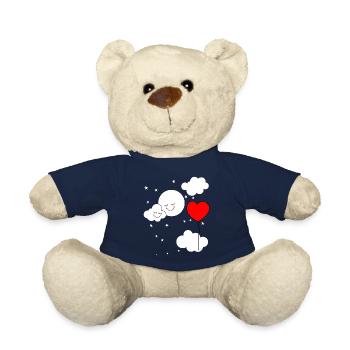 Fantasy children sky balloon heart baby - Teddy Bear - french navy - Front