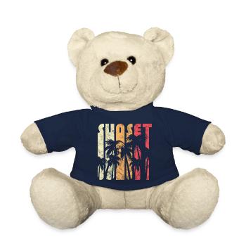 Retro vintage sunset summer palm tree - Teddy Bear - french navy - Front