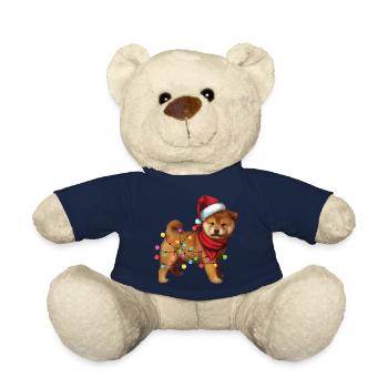 Mignon Shiba Inu Chien Père Noël Lover Cadeaux de Noël - Nounours - bleu marine - Devant
