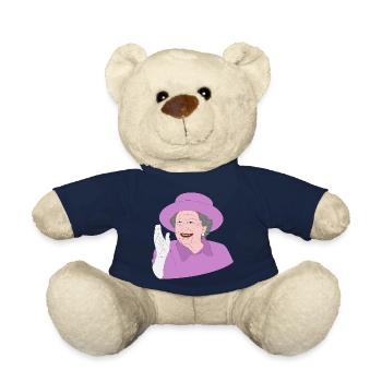 Queen Elizabeth II waves for the 70th Crown Jubilee - Teddy Bear - french navy - Front