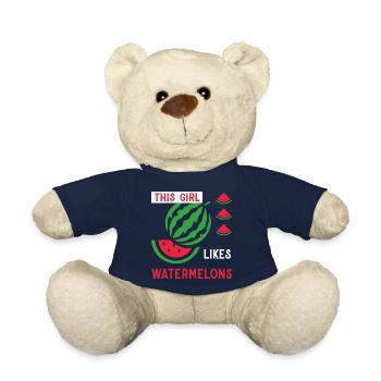 Fille aime les melons Fruits de pastèque d'été - Nounours - bleu marine - Devant