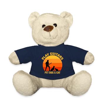 Bass Guitar Player Musician Bassist Cat Dog Animal - Teddy Bear - french navy - Front