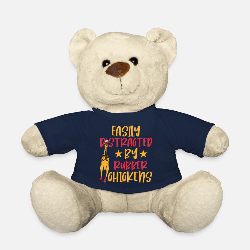 Easily Distracted By Rubber Chickens - Teddy Bear - french navy