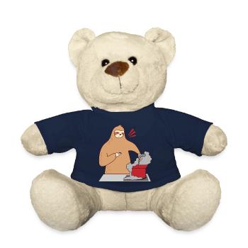 Sloth Cooking Falling Asleep Ironic Cute Sloth - Teddy Bear - french navy - Front