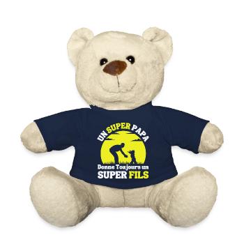 Super Papa Super Fils Cadeau Pere - Nounours - bleu marine - Devant