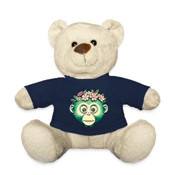 Ami singe fleuri - Nounours - bleu marine - Devant