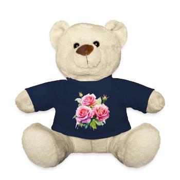Rosen Rosenblüte Blumen Rosa Pink Blumenmuster - Teddy - French Navy - Vorne