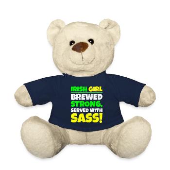 Irish Girl: Brewed Strong St Patricks Day - Teddy Bear - french navy - Front