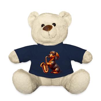 Dackel Saxofonist Jazz Hund Musik - Teddy - French Navy - Vorne